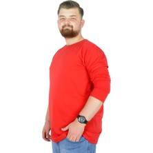 ModeXL Büyük Beden Erkek Tshirt Likralı Bisiklet Yaka 20102 Kırmızı