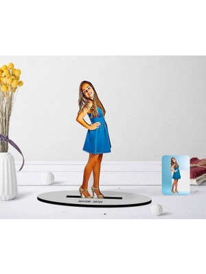 BK Kişiye Özel Tam Boy Kadın Karikatürlü Ahşap Biblo Model-1