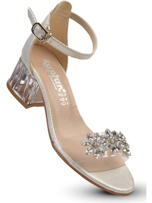 Kaptan Junior Kız Çocuk Topuklu Abiye Sandalet Suni Deri Malzeme ile Şık Tasarım