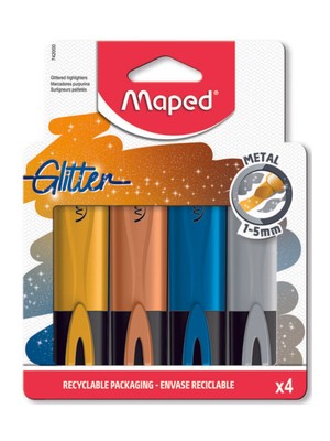 Maped Glitter Metal Kesik Uçlu 1-5mm Fosforlu Kalem 4 Renk