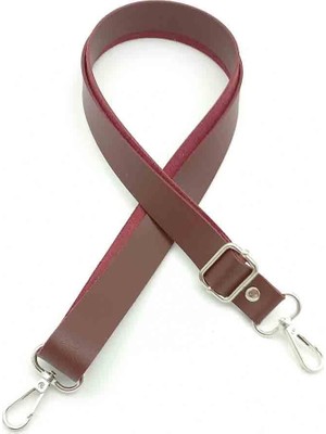 Angel Çanta Aksesuar Suni Deri Ayarlı Çanta Sapı 120X2.4 cm Bordo Gümüş Metal