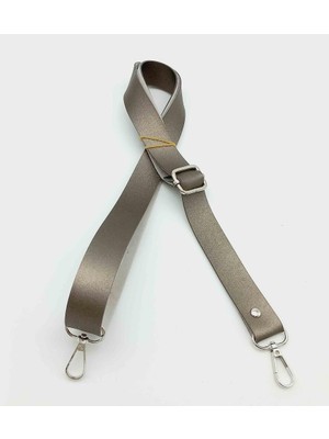 Angel Çanta Aksesuar Suni Deri Ayarlı Çanta Sapı 120X2.4 cm Parlak Gri Gümüş Metal