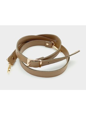 Angel Çanta Aksesuar 120X2 cm Suni Deri Light Gold Tokalı Vizon Renk Çanta Sapı