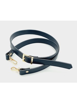 Angel Çanta Aksesuar 120X2 cm Suni Deri Light Gold Tokalı Lacivert Renk Çanta Sapı