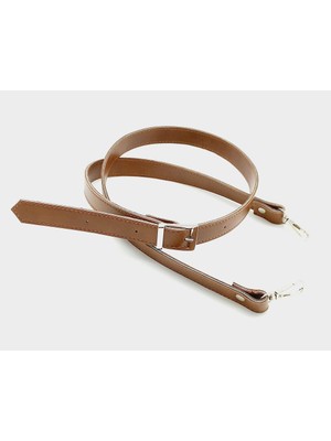 Angel Çanta Aksesuar 120X2 cm Suni Deri Gümüş Tokalı Taba Renk Çanta Sapı