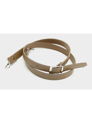 Angel Çanta Aksesuar 120X2 cm Suni Deri Gümüş Tokalı Vizon Renk Çanta Sapı