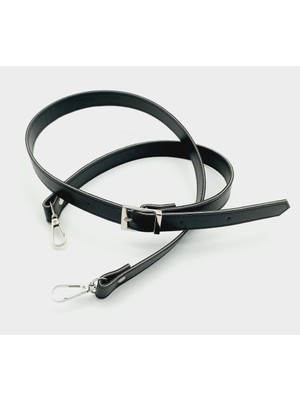 Angel Çanta Aksesuar 120X2 cm Suni Deri Gümüş Tokalı Siyah Renk Çanta Sapı