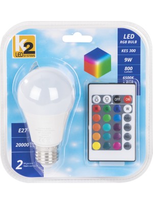 K2 9W Rgb Kumandalı LED Ampul Beyaz