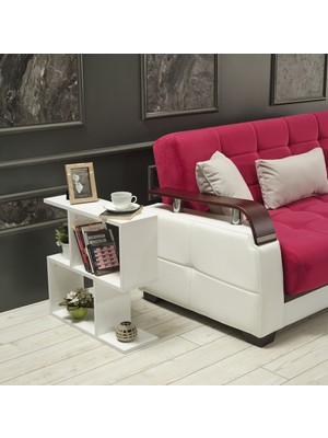 Homedora Alfa Yan Sehpa Kitaplık Beyaz