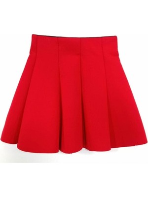 Feyzamavm Kız Çocuk Pileli Kırmızı Etek