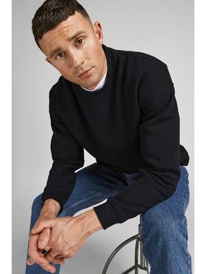 Jack & Jones Jorbrınk Erkek Bisiklet Yaka Sweatshirt-Siyah 12186363 L - Siyah