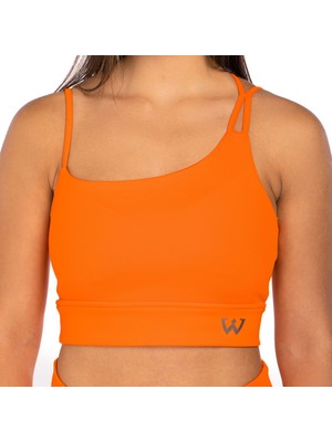 Wiawi Kadın Ince Askılı Spor Sütyeni Atlet Esnek Crop Top - Brave Turuncu