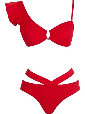 Sailor Moda Saılors V Yaka Volanlı Bikini Takım