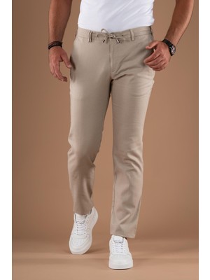Ecer Regular Fit Beli Lastikli ve Iplikli Yazlık Keten Jogger Erkek Pantolon