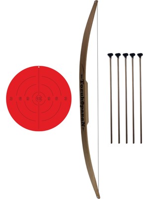 Ahtek Ahşap Ok Yay Hedef Seti 7 Parça Doğal Gürgen Güvenli Vantuz Uçlu Çocuk Eğitici Oyuncak