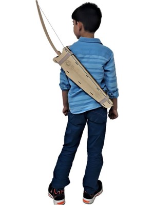 Ahtek Doğal Ahşap Oyuncak Ok Yay Seti, Yay + 3 Adet Ok + Yay Kını + Sadak + Hedef