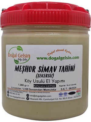 Doğal Gelsin Kolay Gelsin Meşhur Simav Tahini Şekersiz - 1000 gr