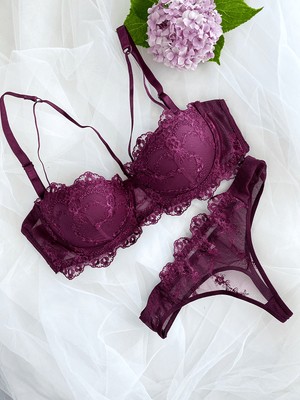 Gece İncisi Mor Destekli Sütyen Takım