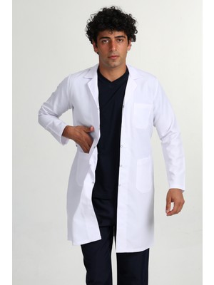 Başak Uzun Erkek Gömlek Yaka Doktor Hemşire Veteriner Öğretmen Önlüğü (Hmt-8401)