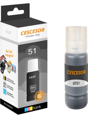 Cescesor Hp GT51XL Siyah Muadil Mürekkep - 90 ml - Cescesor
