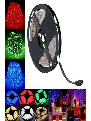 Tawitec Rgb Şerit Led 3 Çipli Iç Mekan - Sese Duyarlı Kontrol Paneli - Uzaktan Kumanda - Adaptör - 5 Metre