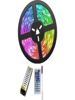 Tawitec Rgb Şerit Led 3 Çipli – 5 Metre 3 Çipli - 12v 5a Silim Adaptör - 44 Tuşlu Kontrol Kutusu Radio Frekanslı