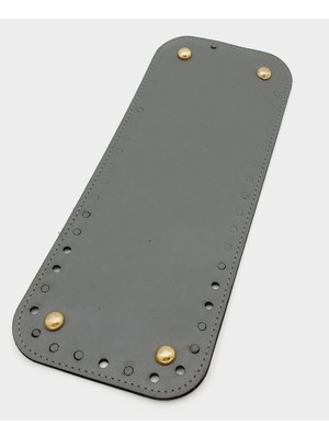 Angel Çanta Aksesuar Suni Deri Gri Renk 30X12 cm Dikdörtgen Çanta Tabanı (Light Gold Aparatlı)