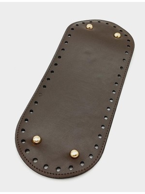 Angel Çanta Aksesuar Suni Deri Kahverengi 30X12 cm Oval Çanta Tabanı (Light Gold Aparatlı)