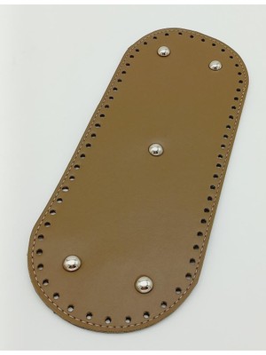 Angel Çanta Aksesuar Suni Deri Vizon Renk 30X12 cm Oval Çanta Tabanı (Gümüş Aparatlı)
