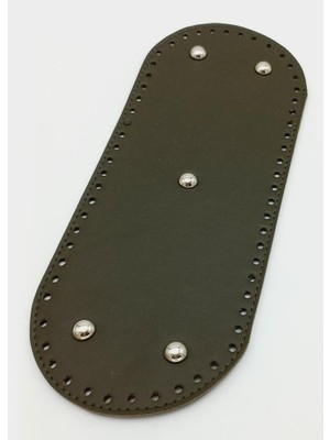 Angel Çanta Aksesuar Suni Deri Haki Renk 30X12 cm Oval Çanta Tabanı (Gümüş Aparatlı)