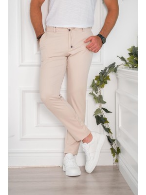 Akçaylar Beli Lastikli Yazlık Ince Kumaş Iplikli Regular Fit Erkek Jogger Pantolon