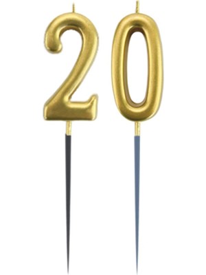 Partijet 20.yaş Rakam Altın Çubuk Mum 14 cm