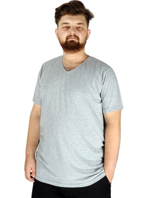 ModeXL Büyük Beden Tshirt V Yaka 20032 Grimelanj