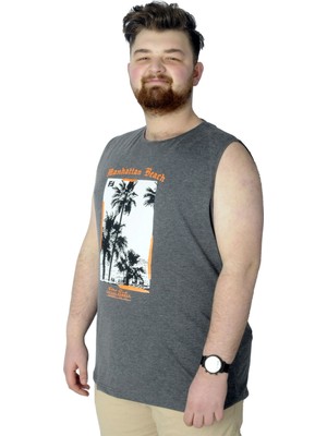 ModeXL Büyük Beden T-Shirt Kolsuz Manhattan Beach 22161 Antramelanj