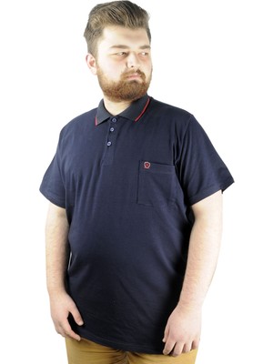 ModeXL Büyük Beden T Shirt Polo Likralı Süprem Cepli 21558 Lacivert