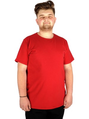ModeXL Büyük Beden Likralı T-Shirt Bisiklet Yaka 20149  Bordo