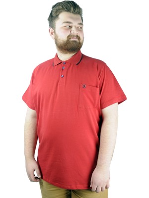 ModeXL Büyük Beden T Shirt Polo Likralı Süprem Cepli 21558 Bordo