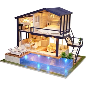 El Sanatları Bebek Ev Mobilya Tam Set Ahşap Romantik Villa Kendi Montajı (Yurt Dışından)