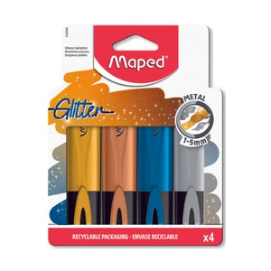 Fosforlu Kalem Seti 4 Renk 1-5mm Metal Kesik Uçlu Yumuşak Keçe Uçlu