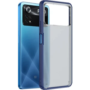 Xiaomi Poco X4 Pro 5g Luna Serisi Köşe Korumalı Sert Rubber Kılıf - Mavi