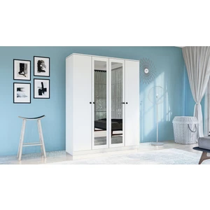 Gm 053 Hayal 4 Kapılı Aynalı Düğme Kulplu Gardırop
