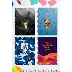 Le Color 4'lü Defter Seti A4 Spiralli Çizgili 200 Sayfa