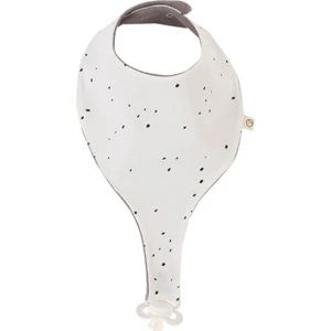 Little Gusto Sıvı Geçirmez Emzik Tutuculu Önlük Beyaz Cosmos Desen Organik Pamuk