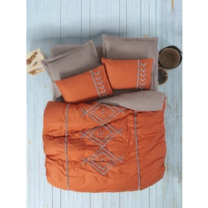 Cotton Box Puf Nakışlı Ranforce Çift Kişilik Nevresim Takımı Lia Kiremit Bej
