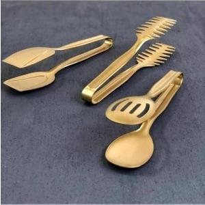 3 Parça Mat Gold Titanyumgold Maşa Seti