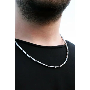 Trend Collection Erkek Gri Desenli Çelik Zincir Kolye