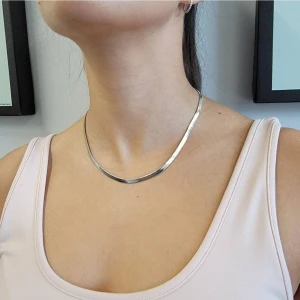 Trend Collection Italyan Yassı Gümüş Model Kararmaz Çelik Kadın Kolye