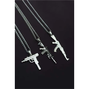 The Collection 3'lü Tabanca Keleş Uzi M4 Erkek Kolye Seti