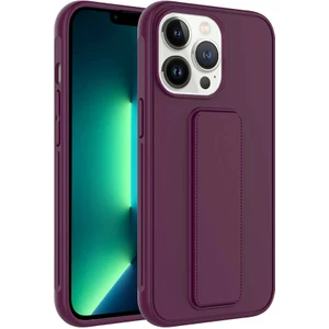 Kzy Apple iPhone 13 Pro Max Kapak Qstand Silikon Kılıf - Mürdüm
