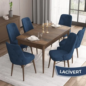 Concept Iza Serisi 80 x 132 cm Açılabilir Mdf Masa Barok Ahşap Desen Mutfak Masa Takımı 6 Sandalye